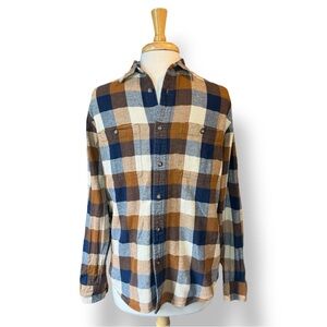 Sonoma Men's Casual Plaid Shirt - Blue, Brown, and White